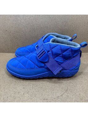 Chaco Ramble Puff Mens Size 8.5 Blue Quilted Boots Fleece Lined Strap Outdoor